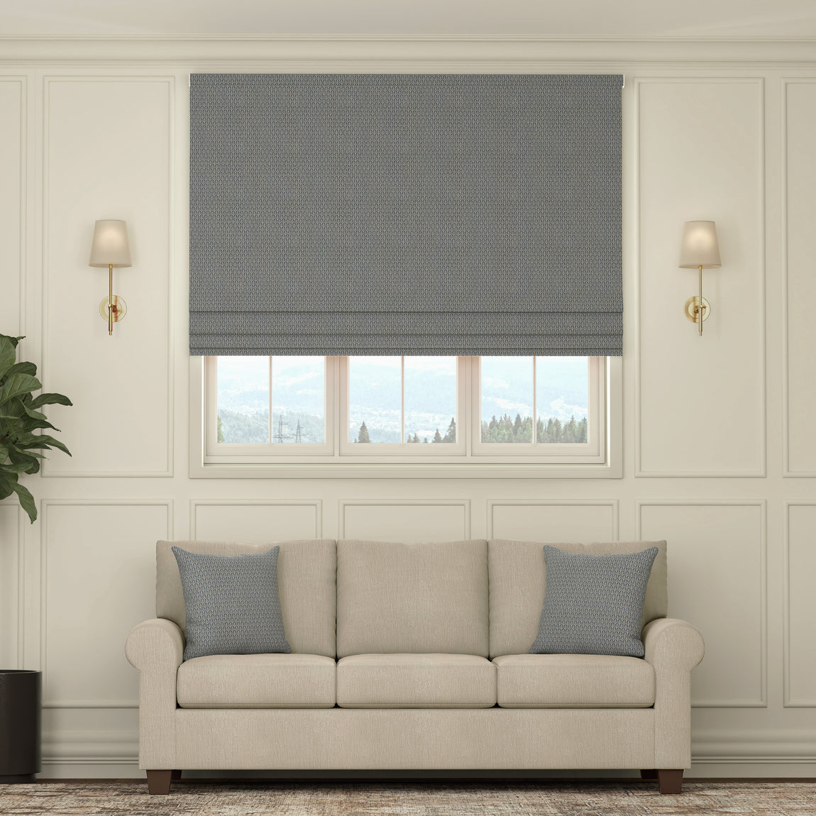 HOUSE Llewelyn-Bowen Oak Leaf Made To Measure Roman Blind Cornflower