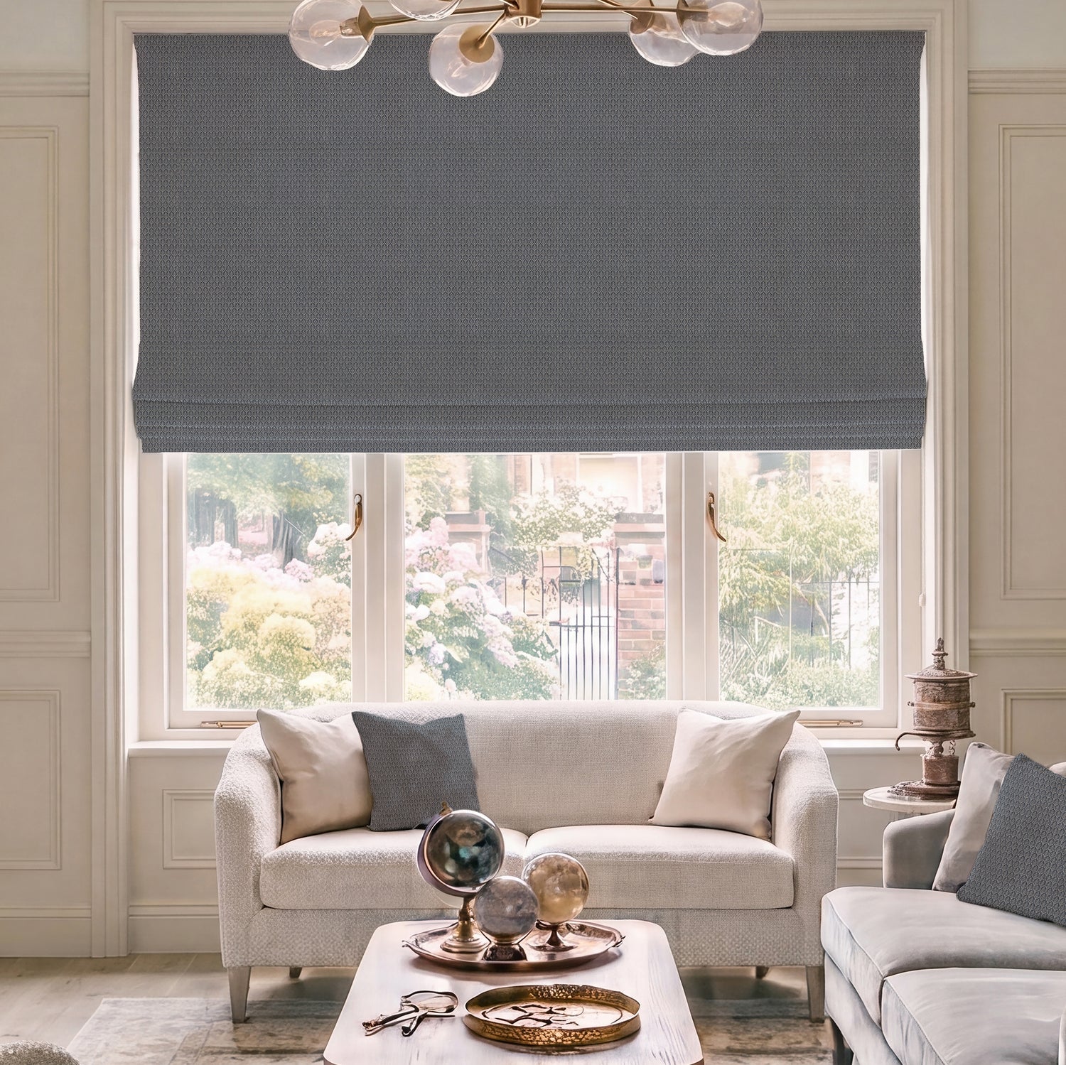 HOUSE Llewelyn-Bowen Oak Leaf Made To Measure Roman Blind Cornflower
