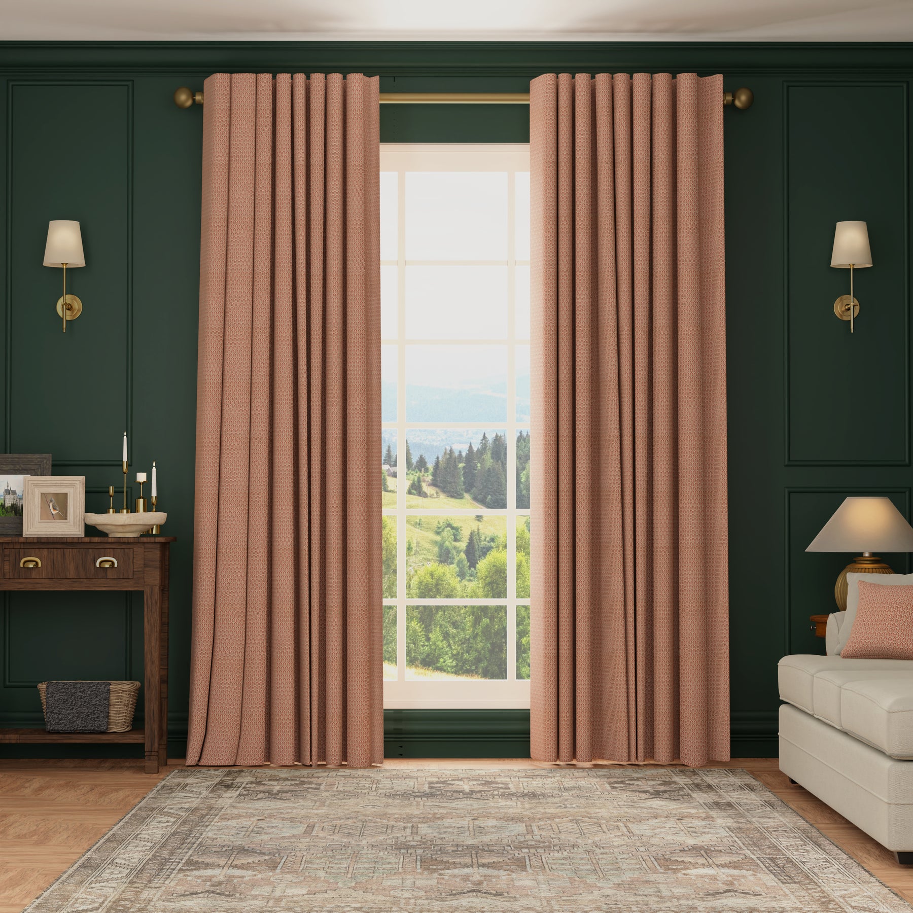 HOUSE Llewelyn-Bowen Oak Leaf Made To Measure Curtains Sienna