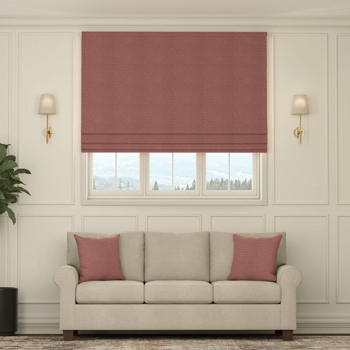 HOUSE Llewelyn-Bowen Oak Leaf Made To Measure Roman Blind Paprika