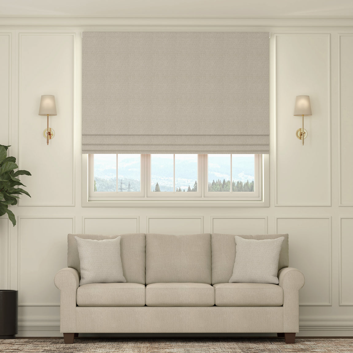 HOUSE Llewelyn-Bowen Oak Leaf Made To Measure Roman Blind Chalk
