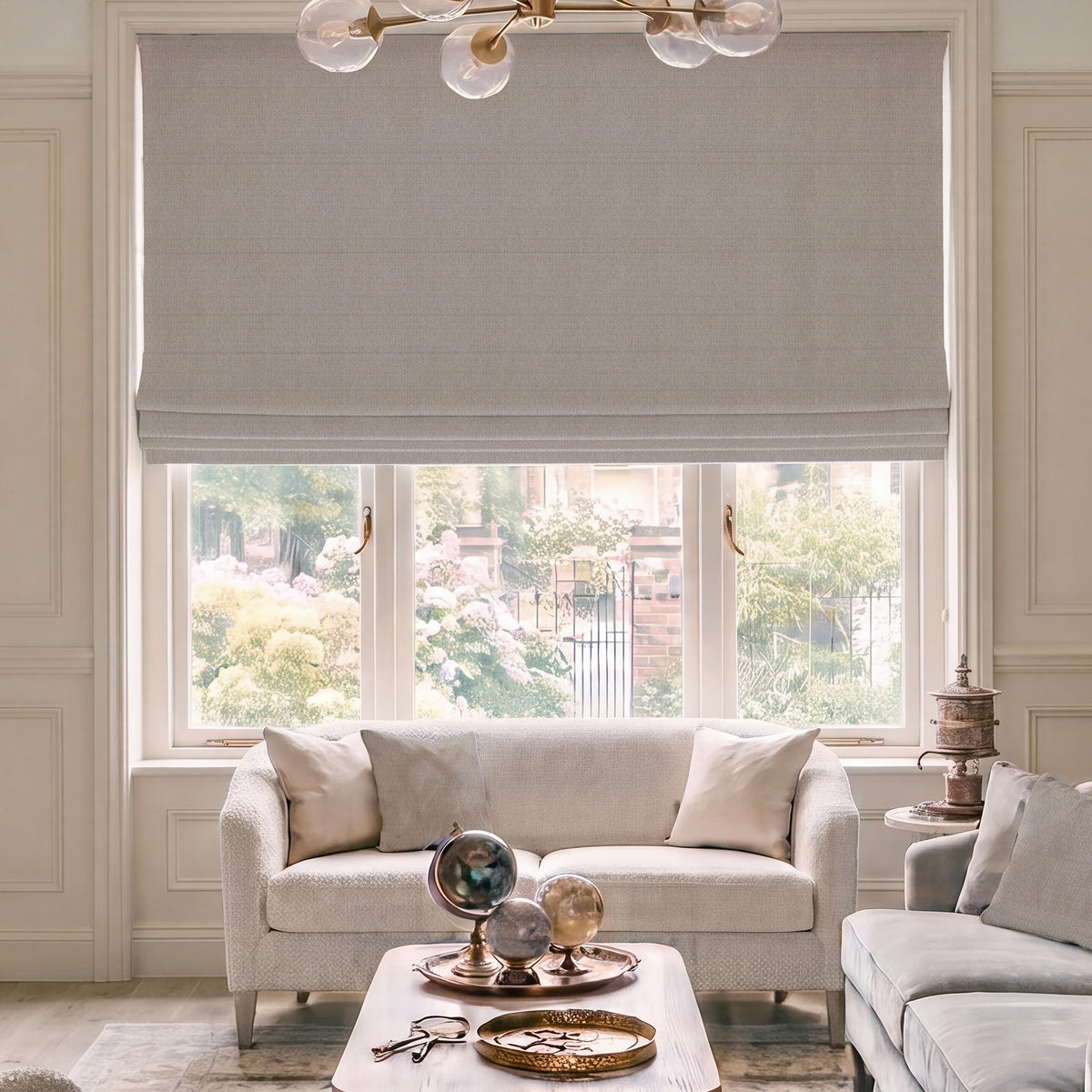 HOUSE Llewelyn-Bowen Oak Leaf Made To Measure Roman Blind Chalk