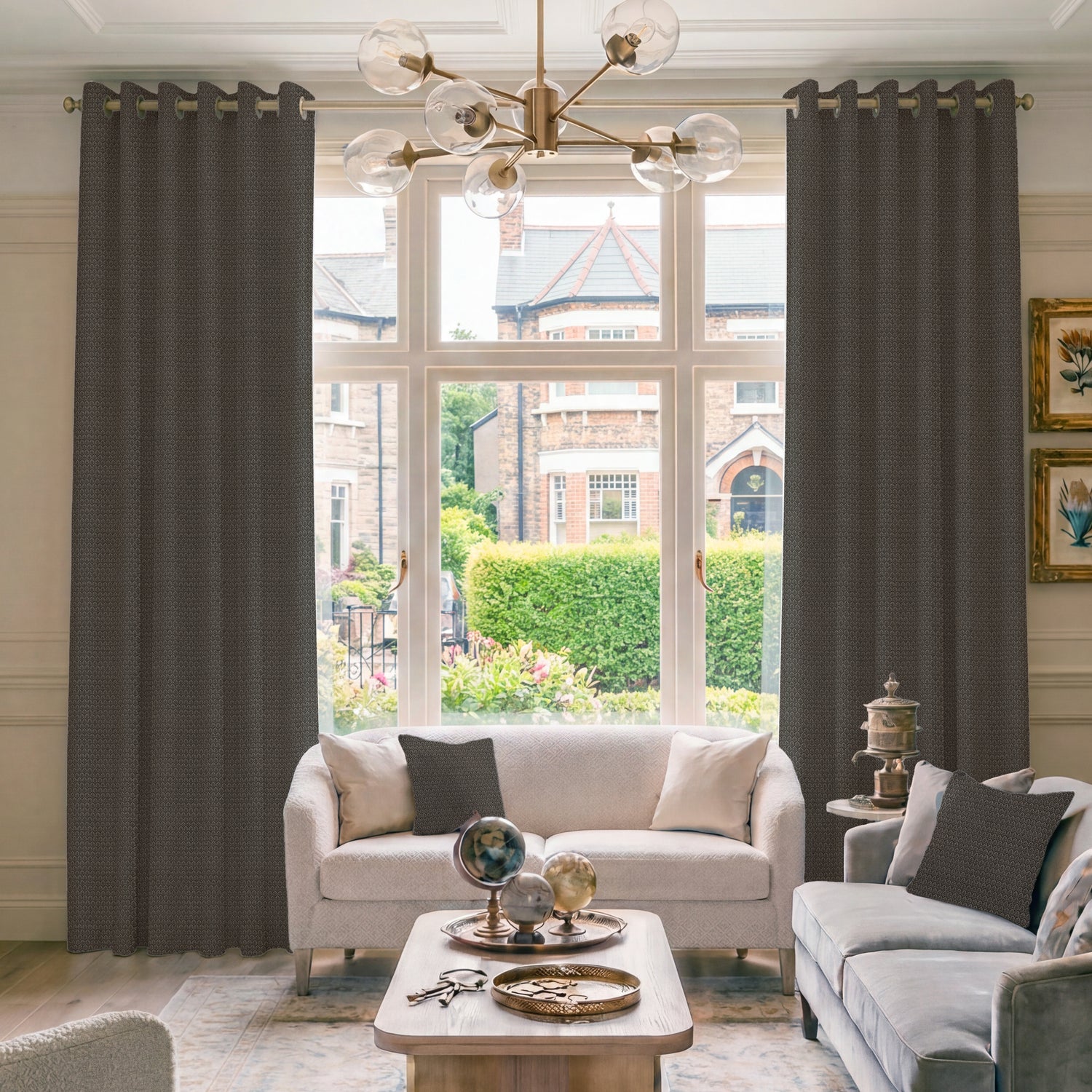 HOUSE Llewelyn-Bowen Oak Leaf Made To Measure Curtains Charcoal