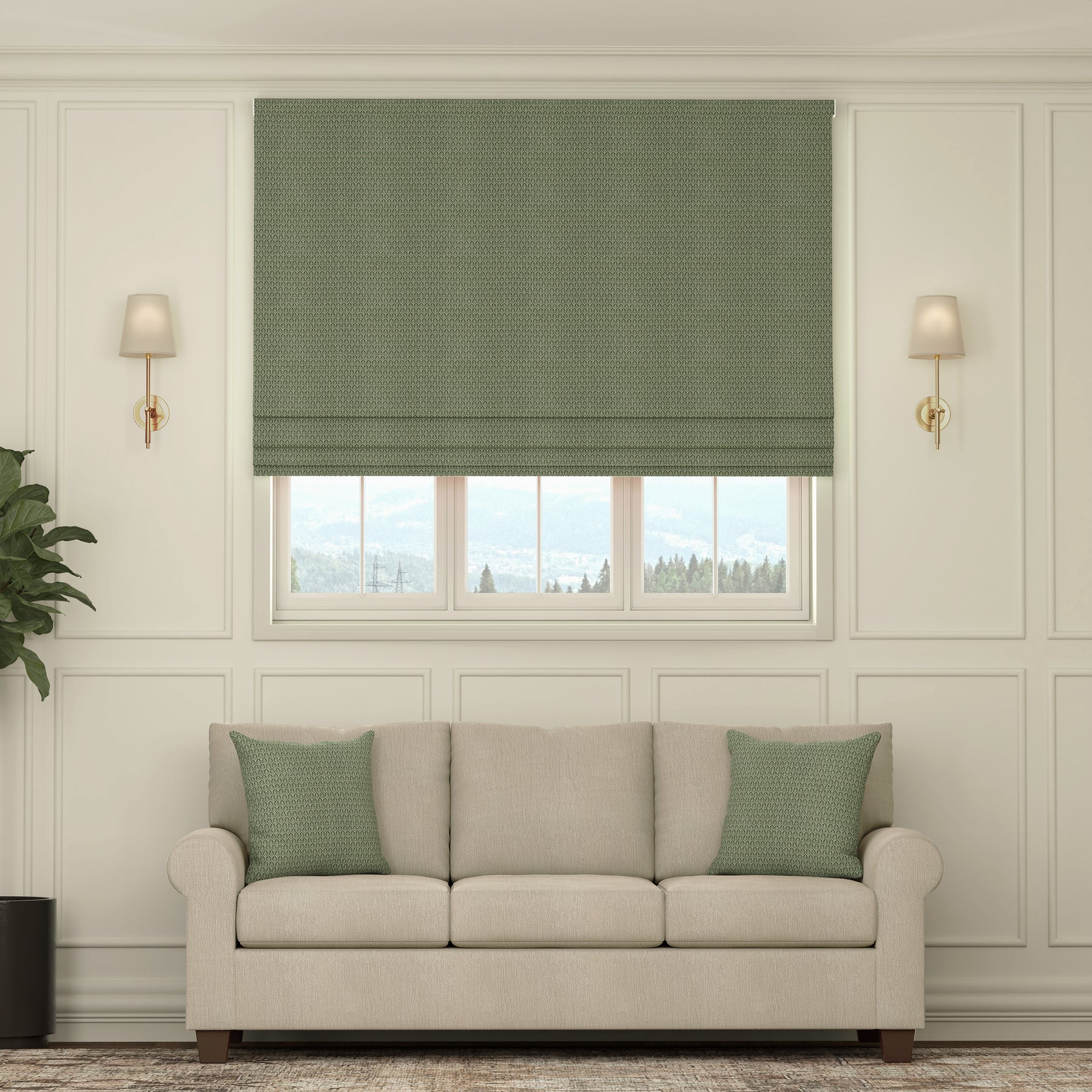 HOUSE Llewelyn-Bowen Oak Leaf Made To Measure Roman Blind Forest