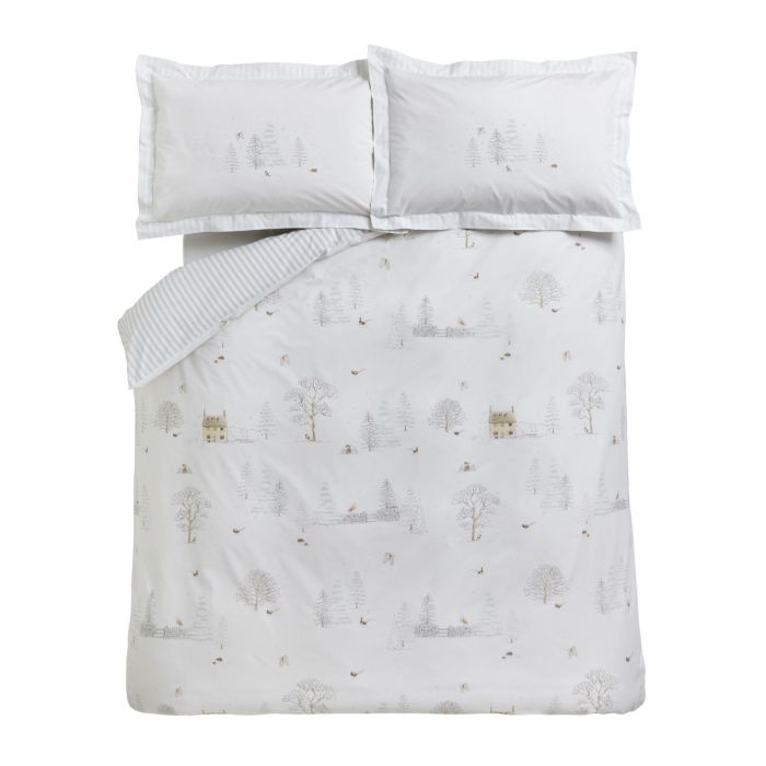 Sophie Allport Snowy Cottage Duvet Cover Bedding Set White