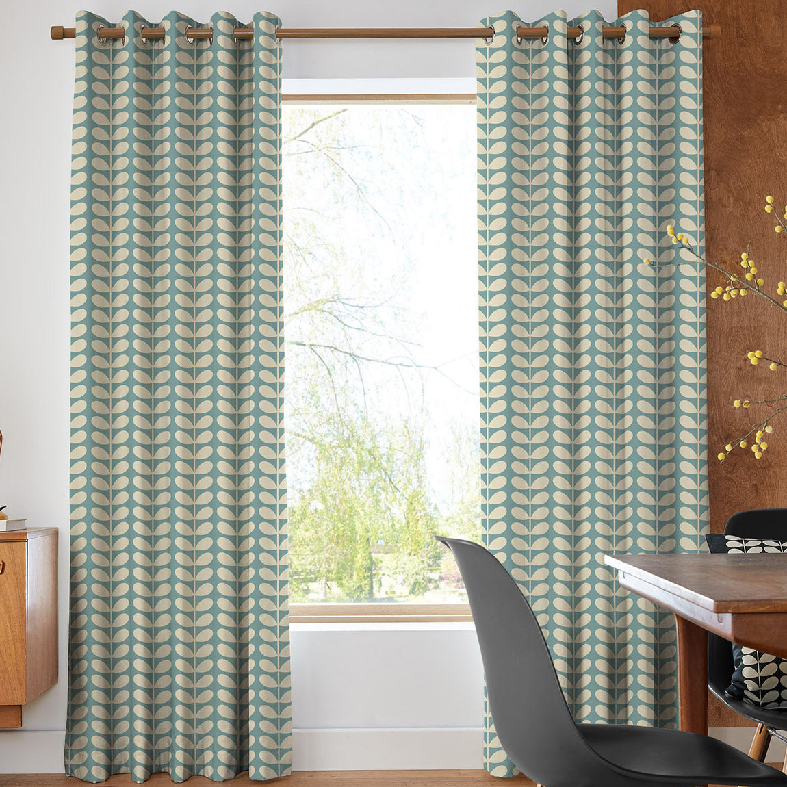 Orla Kiely Solid Stem Made to Measure Curtain Duckegg
