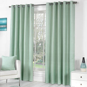 Fusion Sorbonne Ready Made Eyelet Curtains Duck Egg Blue