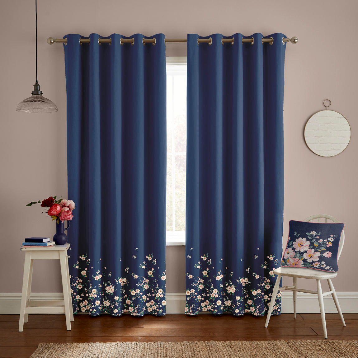Cath Kidston Spitalfields Border Made to Measure Curtain Navy