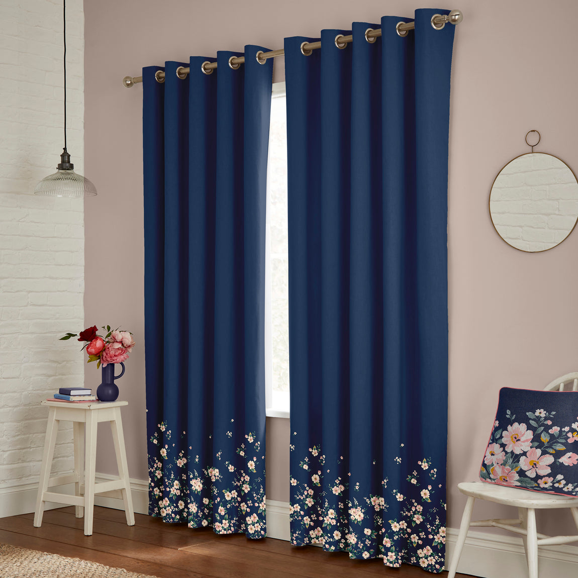 Cath Kidston Spitalfields Border Made to Measure Curtain Navy