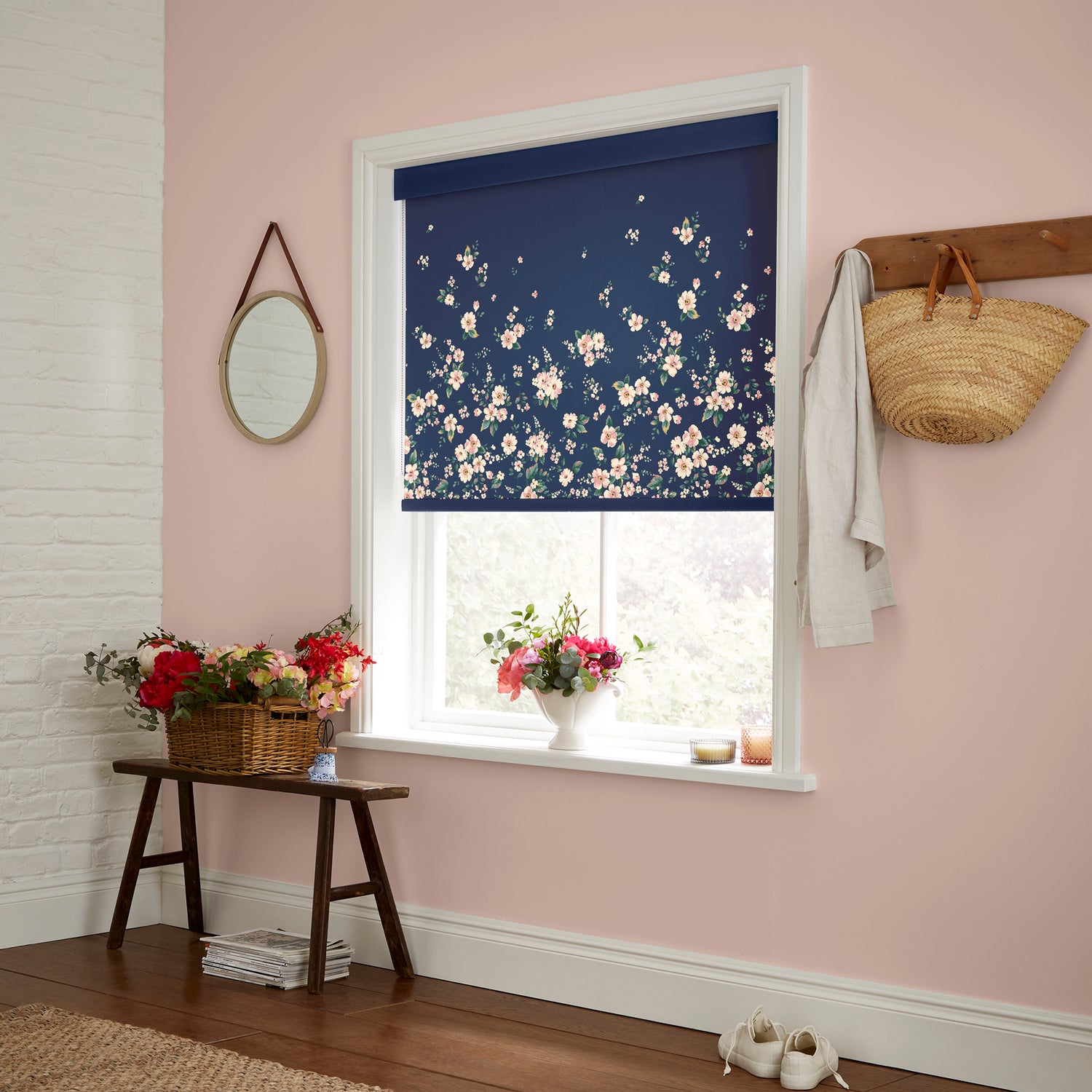 Cath Kidston Spitalfields Border Made to Measure Blackout Roller Blind Navy