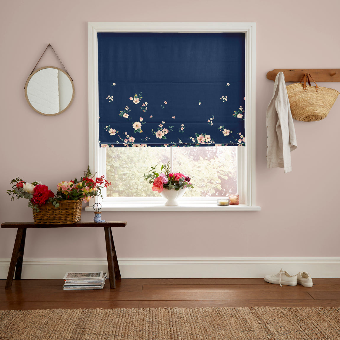 Cath Kidston Spitalfields Border Made to Measure Roman Blind Navy