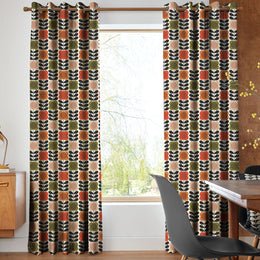 Orla Kiely Spot Flower Stem Made to Measure Curtain Tomato Pink