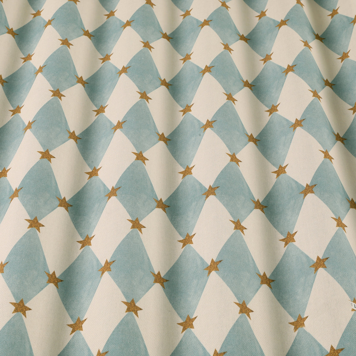 Carrie Neely Star And Harlequin Made To Measure Curtains Sky Blue