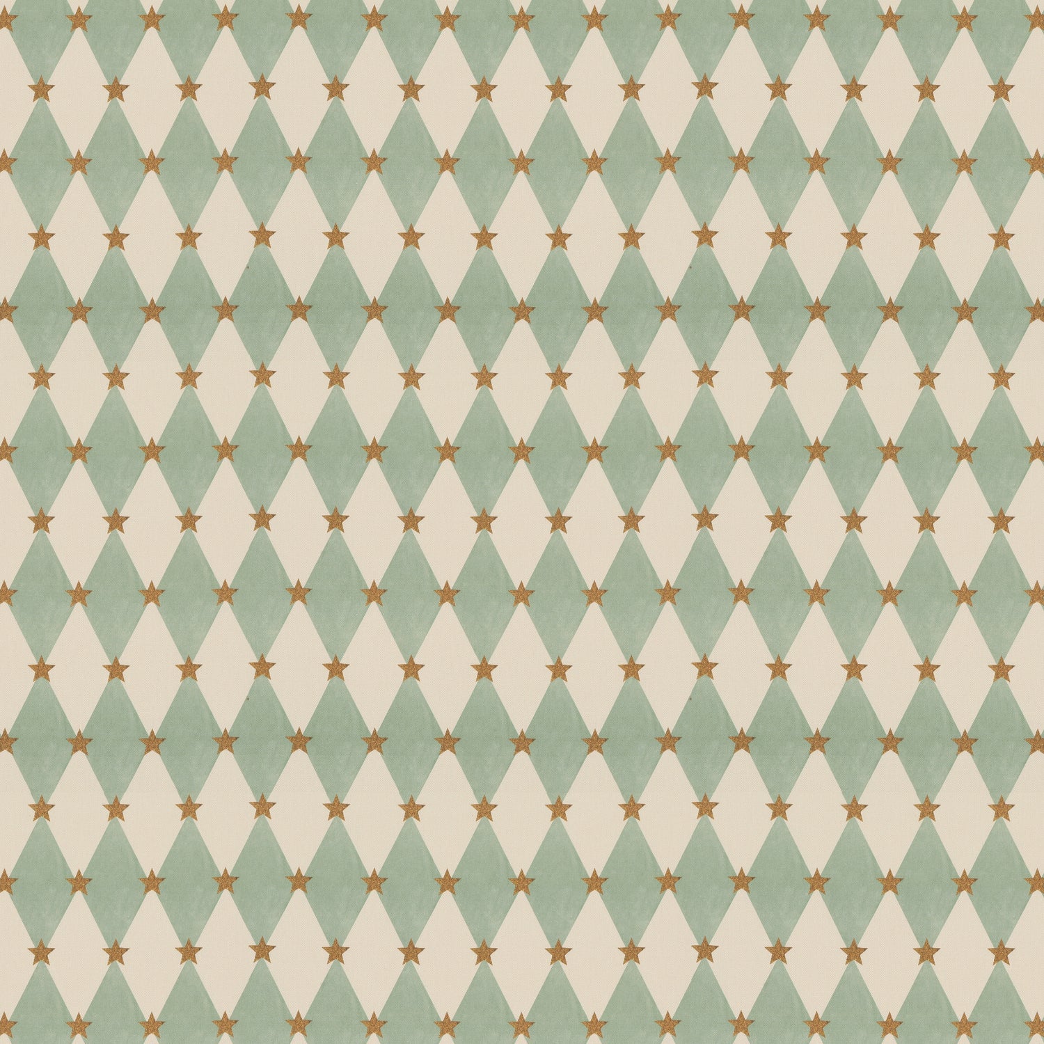 Carrie Neely Star And Harlequin Fabric Duck Egg