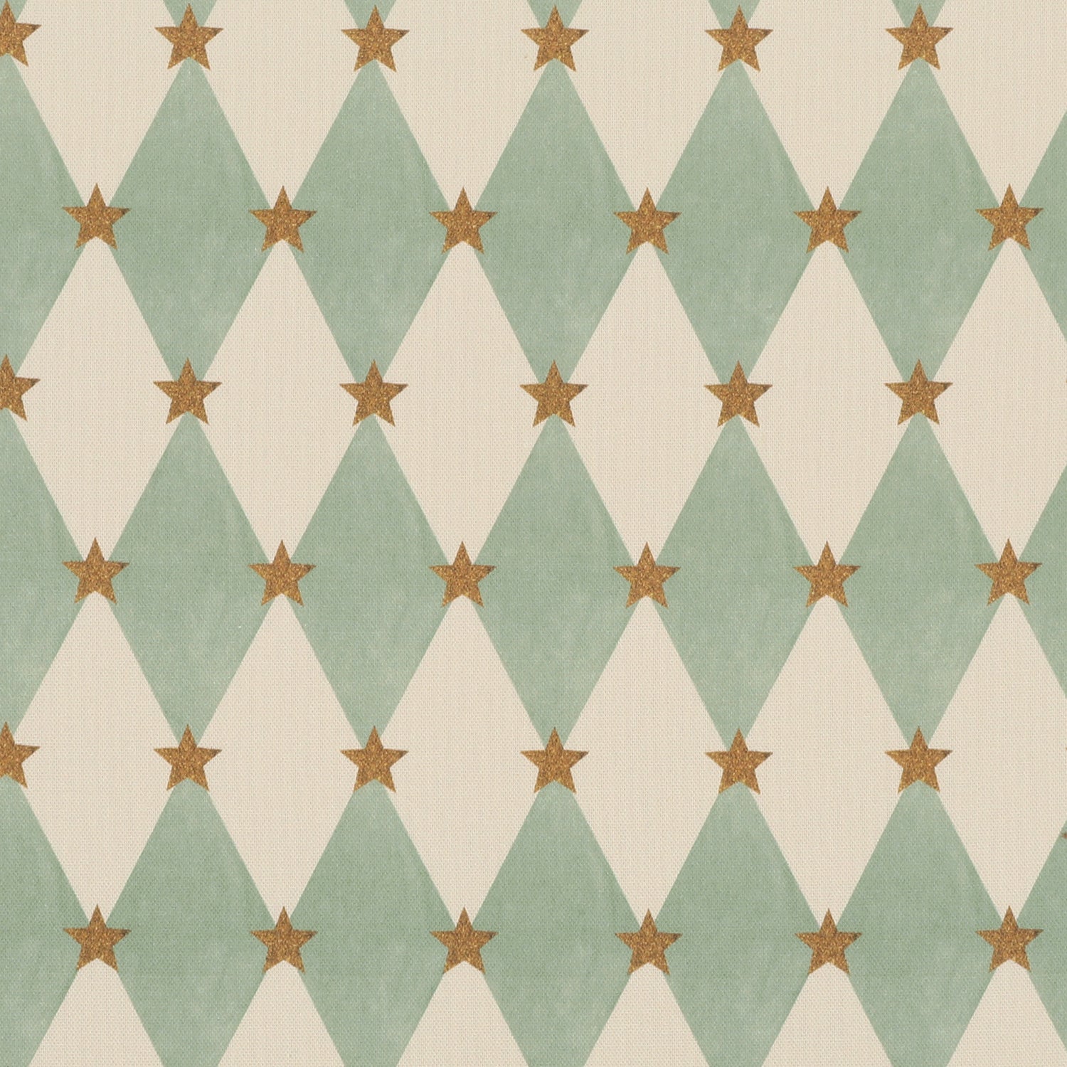 Carrie Neely Star And Harlequin Fabric Duck Egg