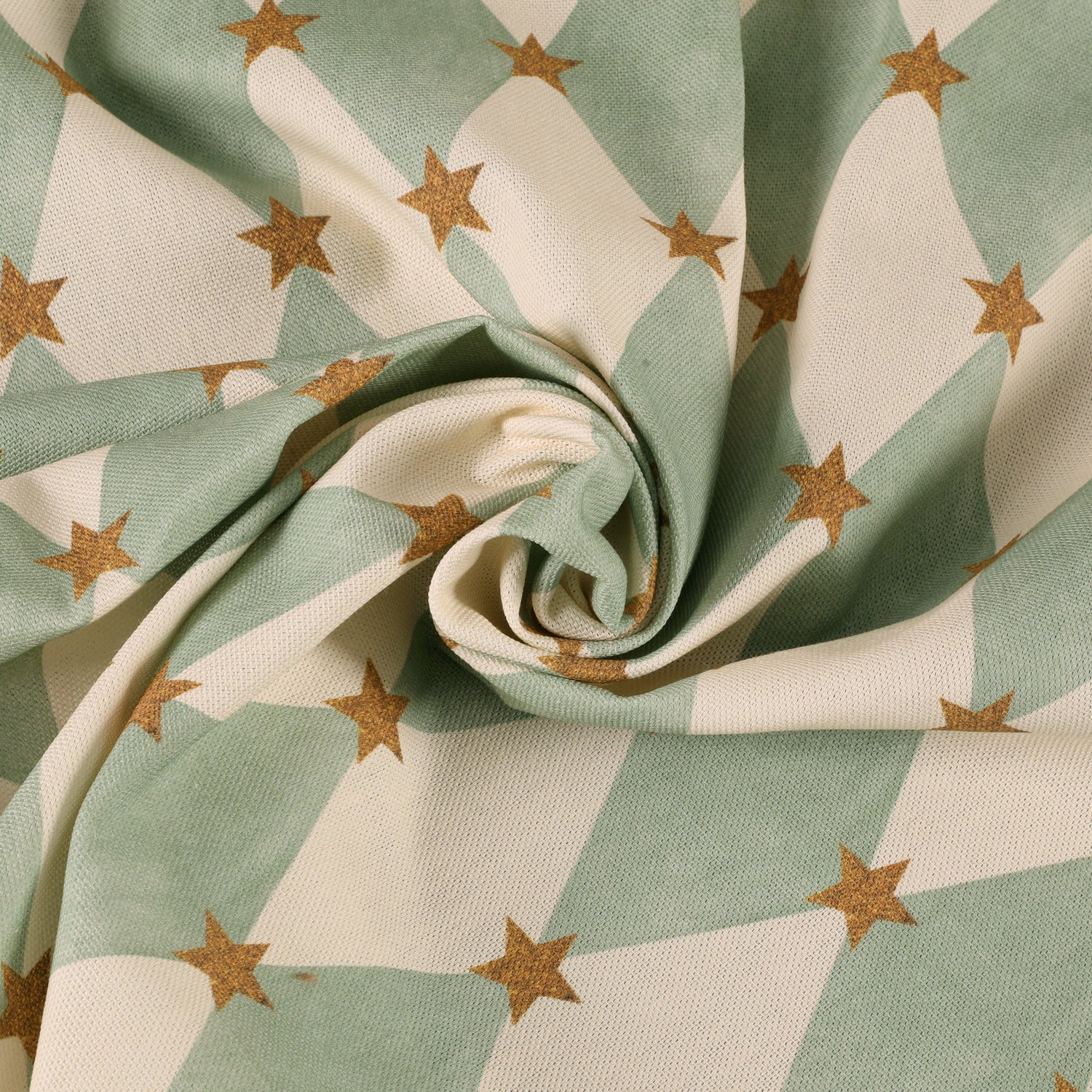 Carrie Neely Star And Harlequin Fabric Duck Egg