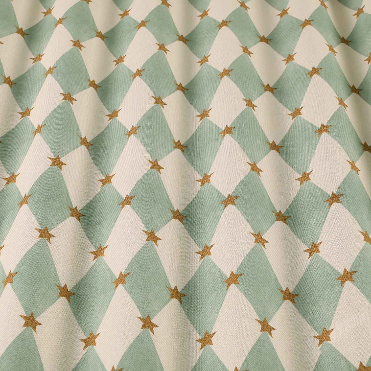 Carrie Neely Star And Harlequin Fabric Duck Egg