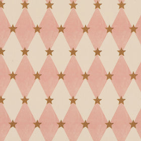 Carrie Neely Star And Harlequin Fabric Blush Pink