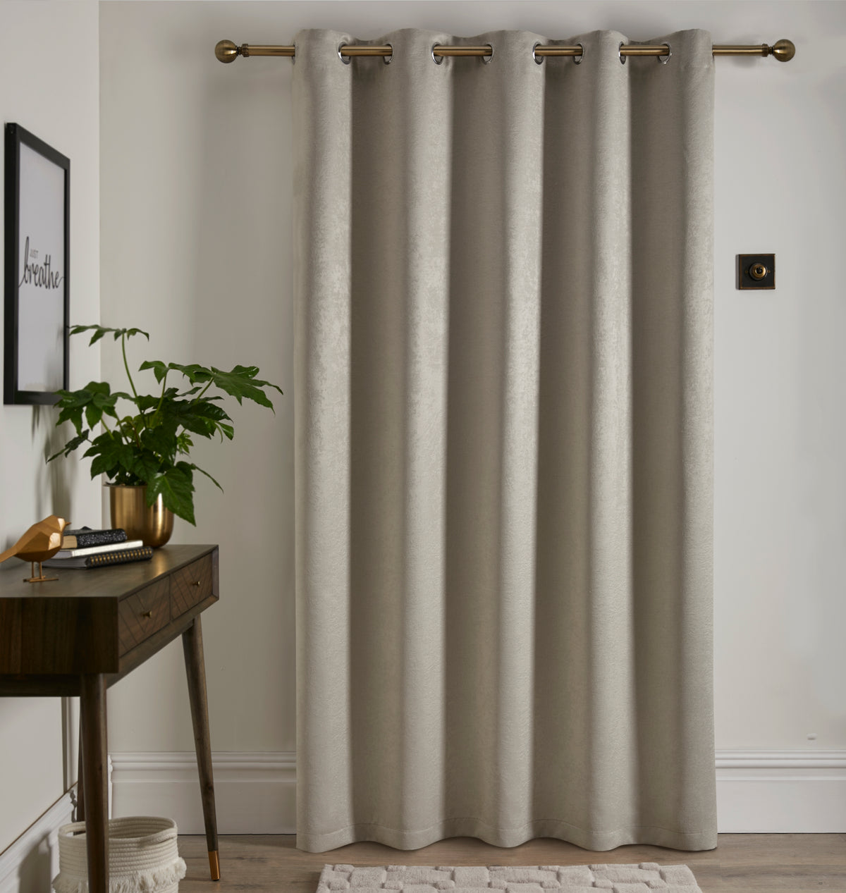 Fusion Strata 66x84 Eyelet Door Curtain Natural