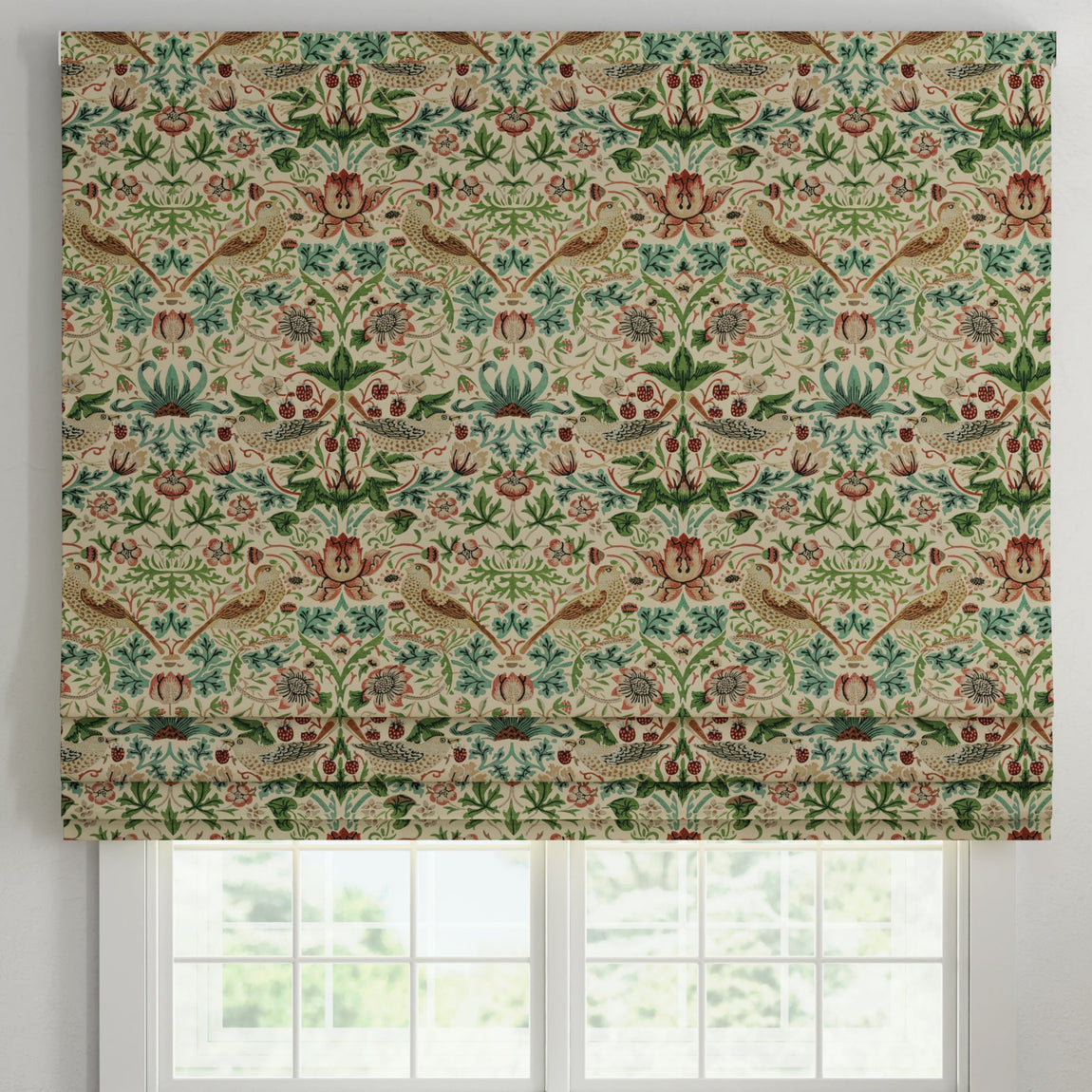 ANTE DECOR Strawberry Thief Printed Cotton Made To Measure Curtains Flax