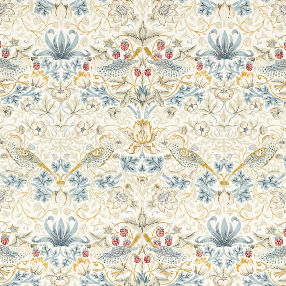 William Morris Strawberry Thief Fabric Linen Plum