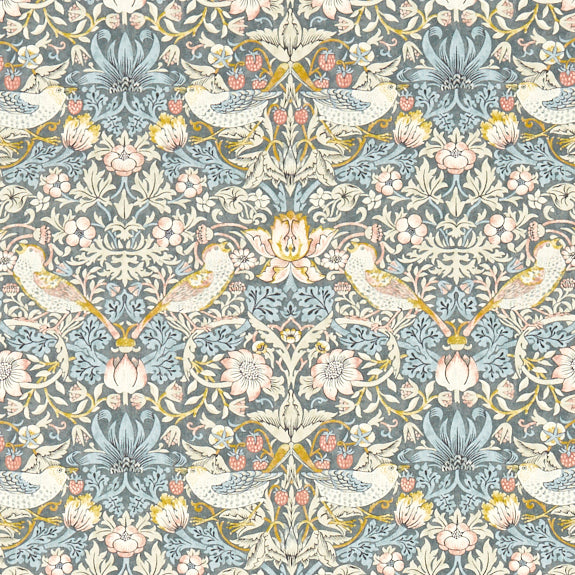 Strawberry Thief Fabric Slate Blush