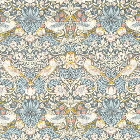 Strawberry Thief Fabric Slate Blush