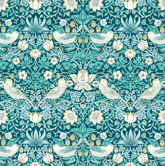 Strawberry Thief Fabric Teal