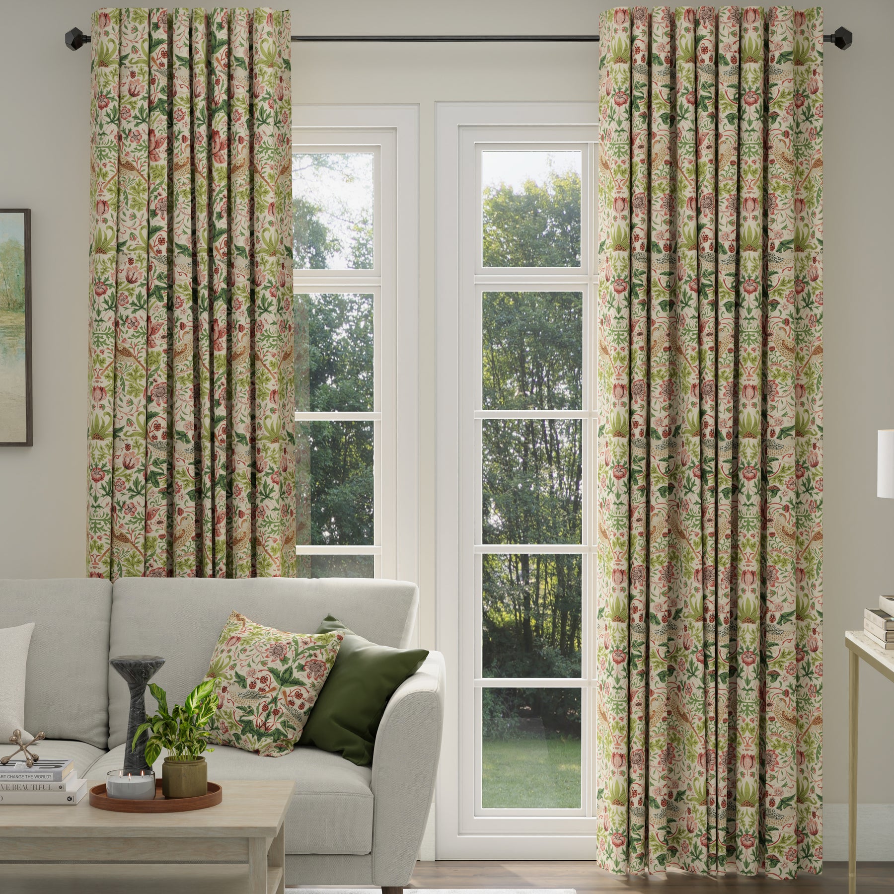 ANTE DECOR Strawberry Thief Printed Cotton Made To Measure Roman Blind Rose
