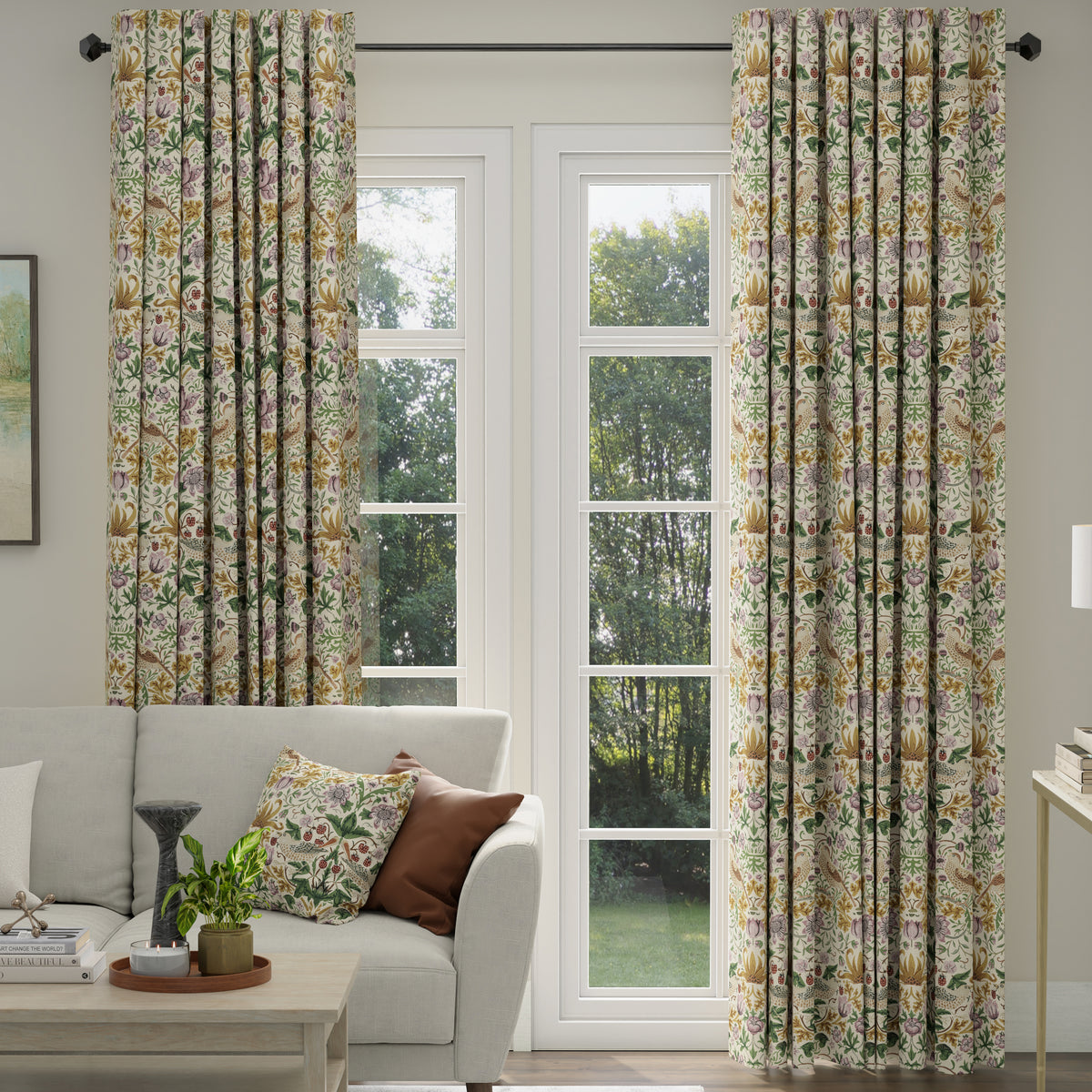 ANTE DECOR Strawberry Thief Printed Cotton Made To Measure Roman Blind Orchid
