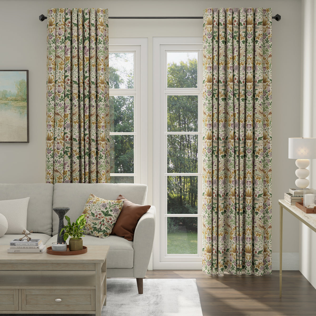 ANTE DECOR Strawberry Thief Printed Cotton Made To Measure Curtains Orchid