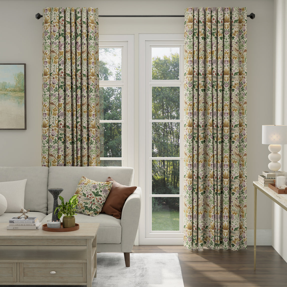 ANTE DECOR Strawberry Thief Printed Cotton Made To Measure Curtains Orchid