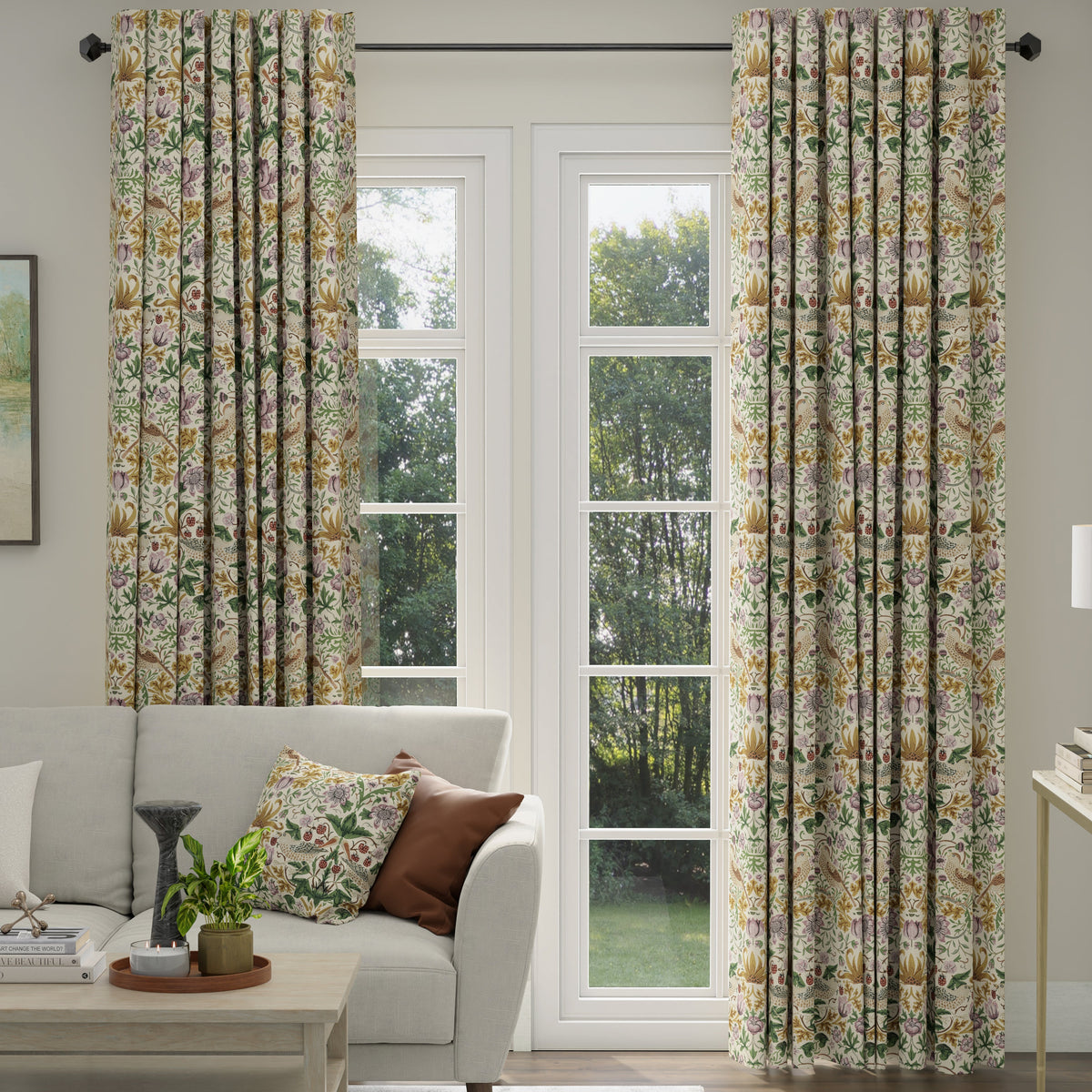 ANTE DECOR Strawberry Thief Printed Cotton Made To Measure Curtains Orchid