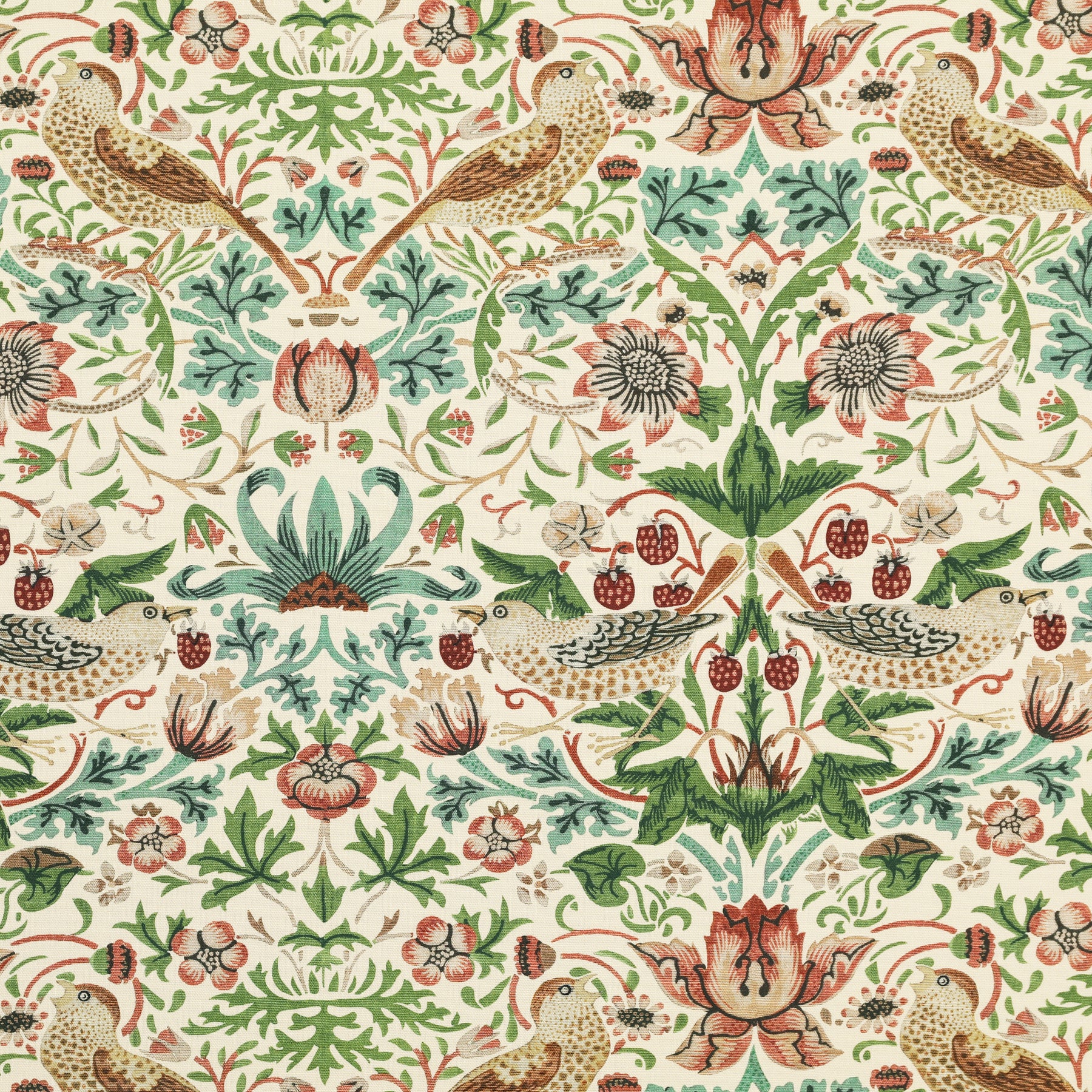 ANTE DECOR Strawberry Thief Printed Cotton Made To Measure Roman Blind Flax