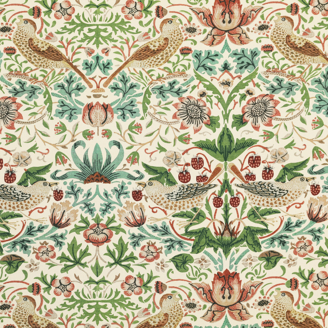 ANTE DECOR Strawberry Thief Printed Cotton Made To Measure Curtains Flax