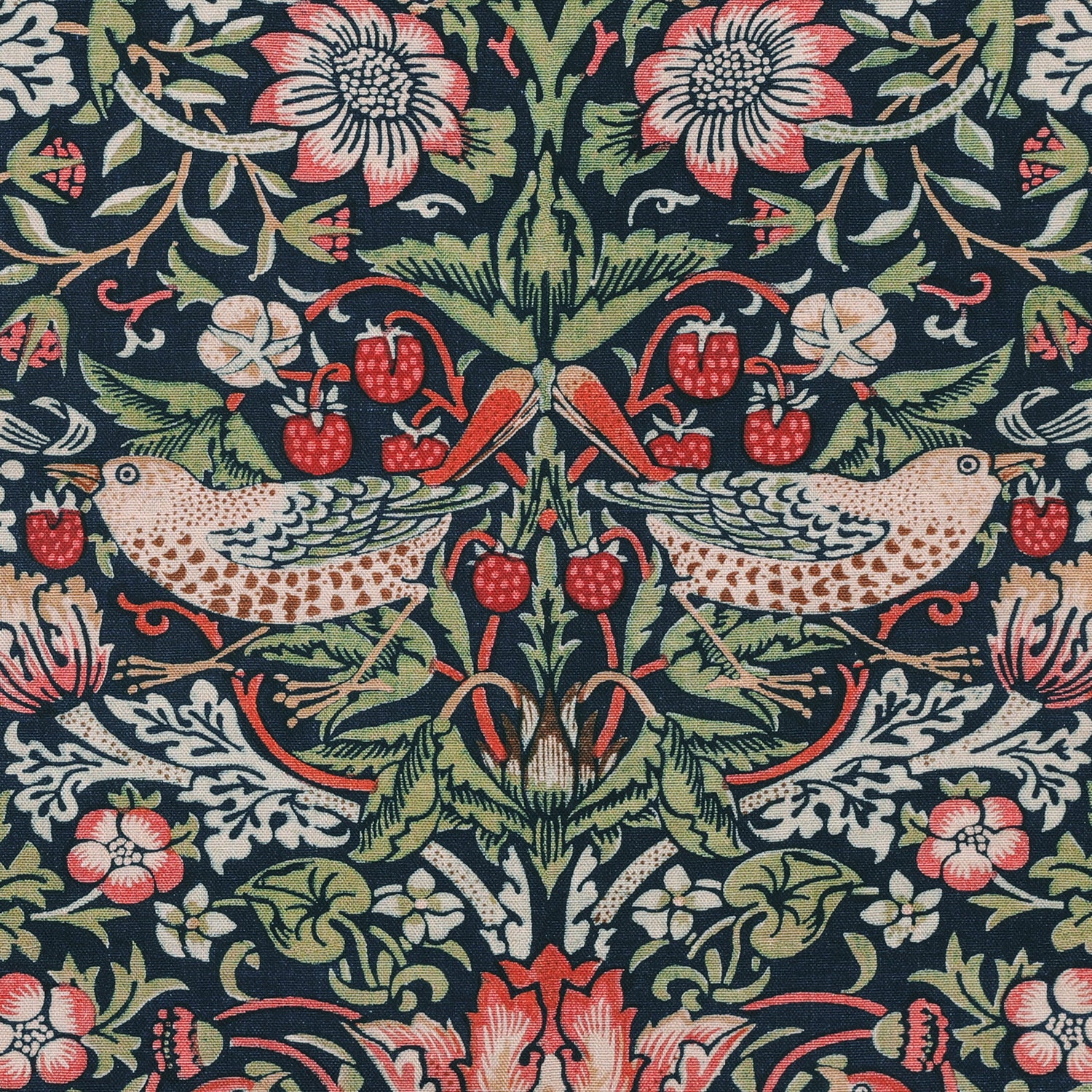 William Morris Strawberry Thief Printed Cotton Fabric Blue