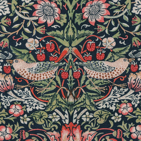 William Morris Strawberry Thief Printed Cotton Fabric Blue