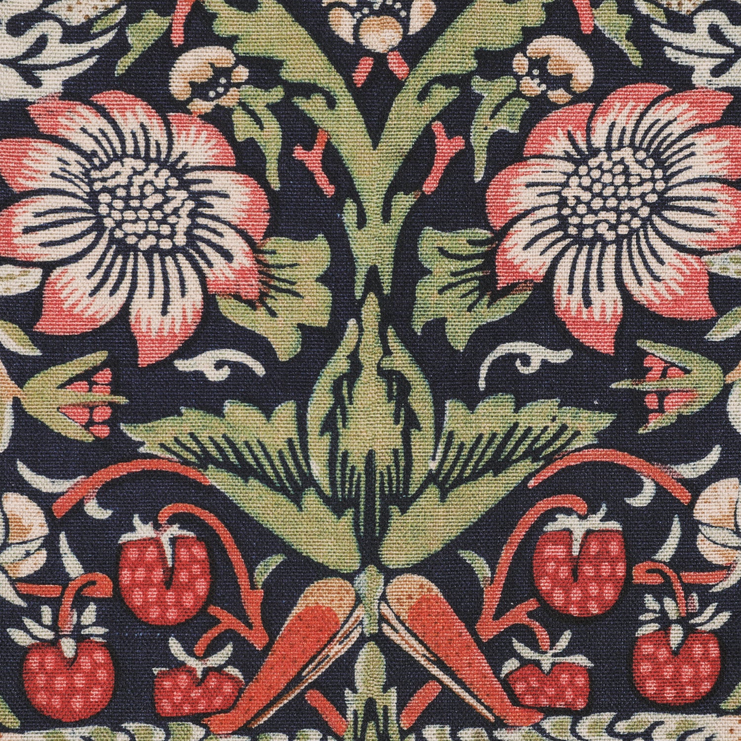 William Morris Strawberry Thief Printed Cotton Fabric Blue