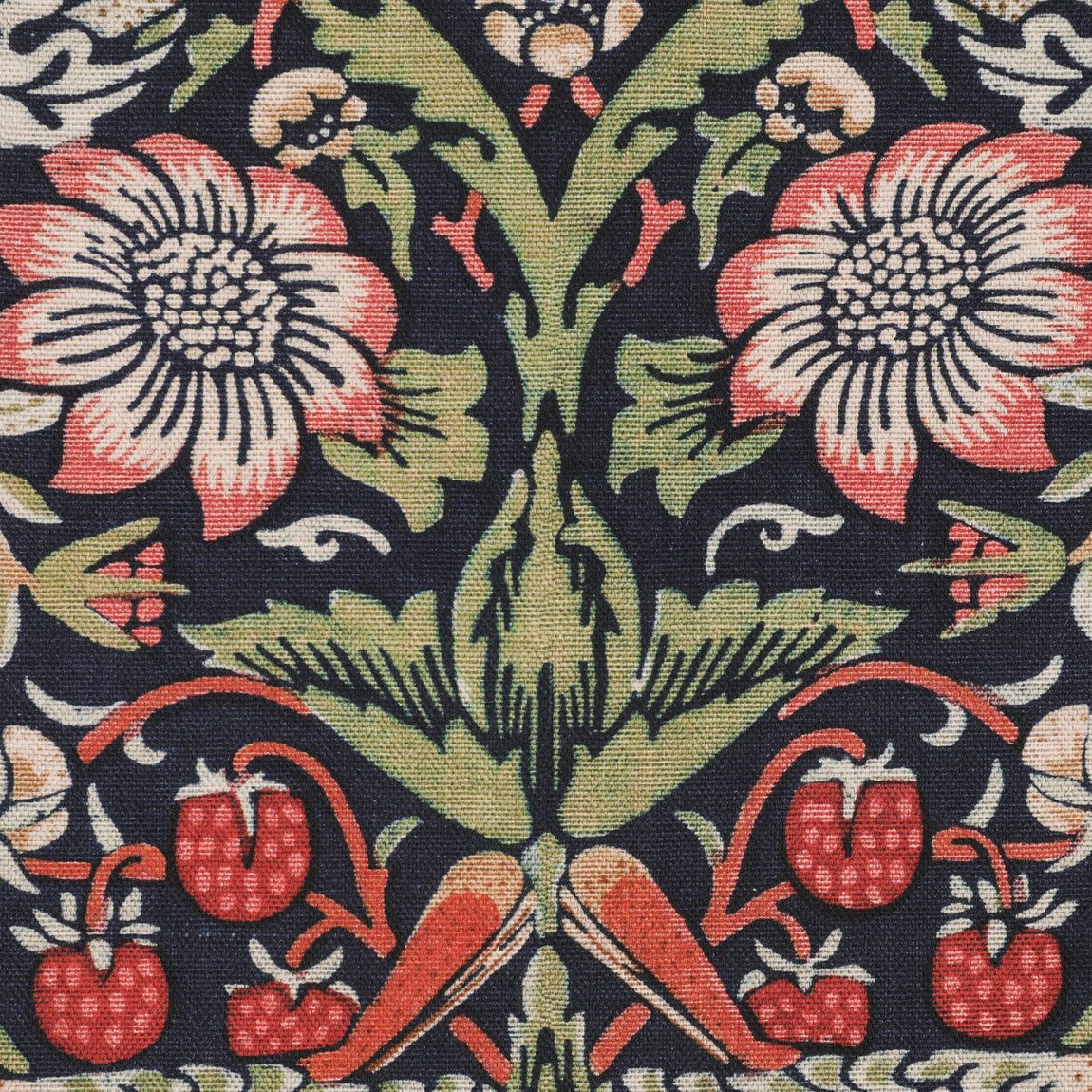 William Morris Strawberry Thief Printed Cotton Fabric Blue