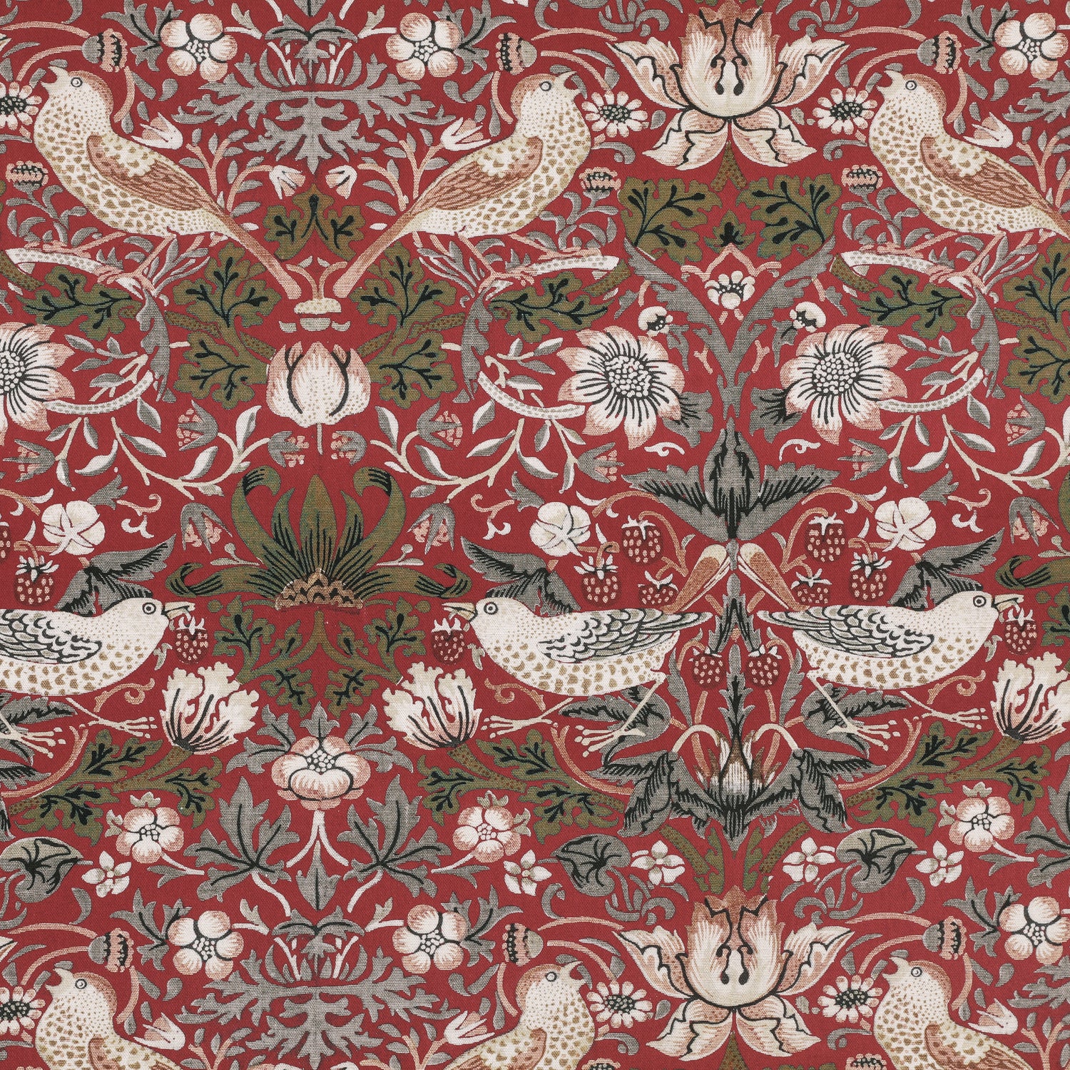 William Morris Strawberry Thief Made to Measure Curtain Red
