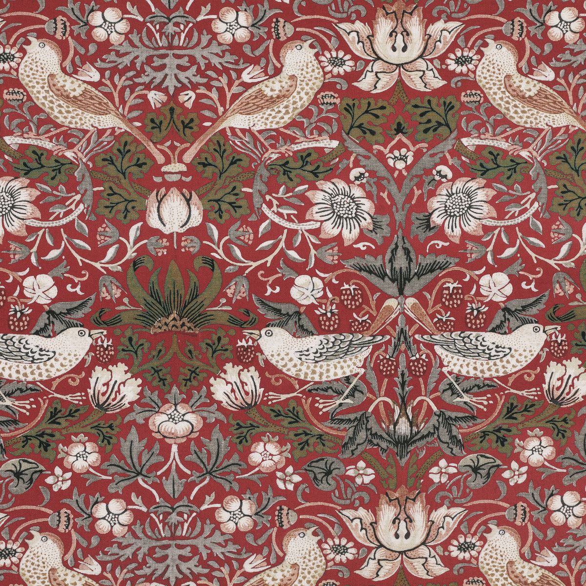 William Morris Strawberry Thief Made to Measure Curtain Red