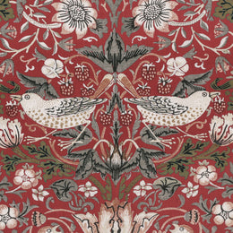 William Morris Strawberry Thief Printed Cotton Fabric Red