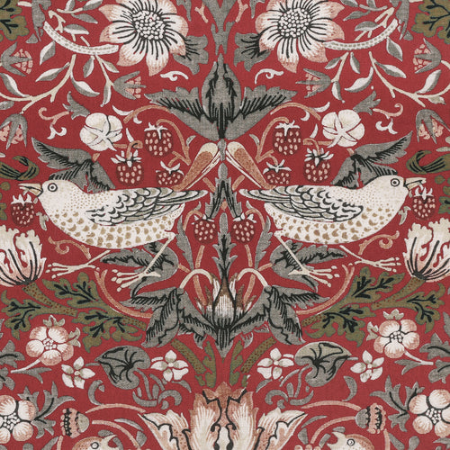 William Morris Strawberry Thief Printed Cotton Fabric Red