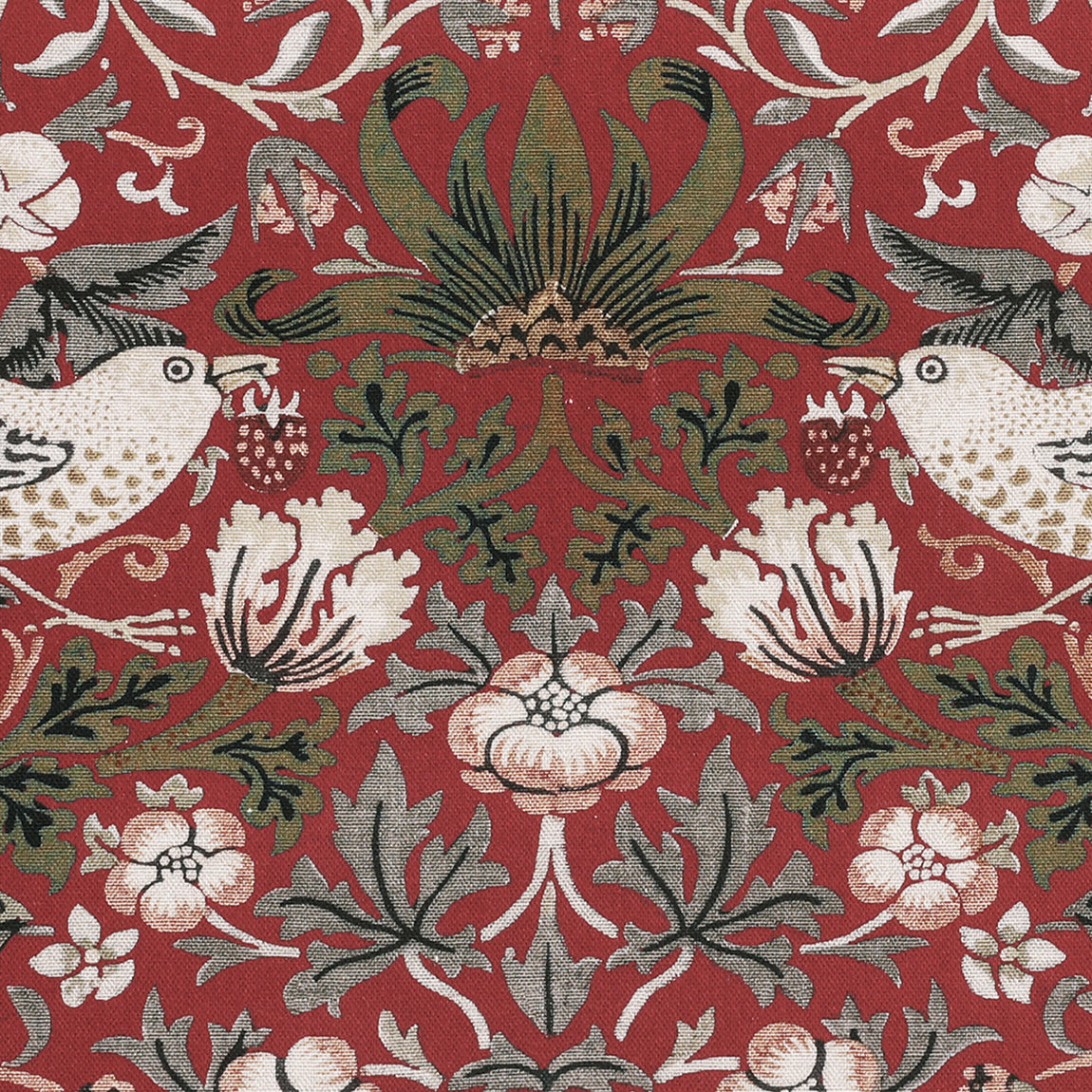 William Morris Strawberry Thief Printed Cotton Fabric Red