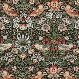 William Morris Strawberry Thief Printed Cotton Fabric Green