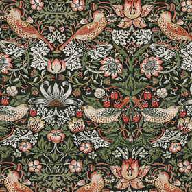 William Morris Strawberry Thief Printed Cotton Fabric Green
