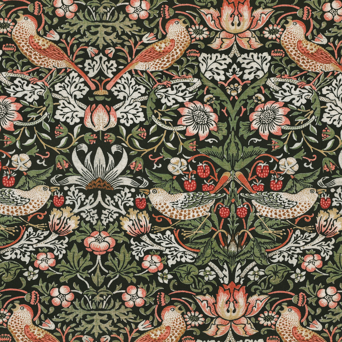 William Morris Strawberry Thief Made to Measure Curtain Green