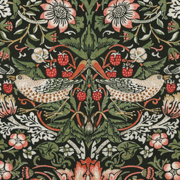 William Morris Strawberry Thief Printed Cotton Fabric Green