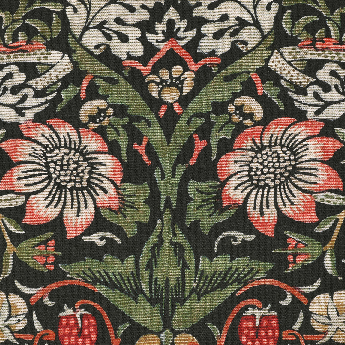 William Morris Strawberry Thief Printed Cotton Fabric Green