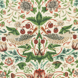 William Morris Strawberry Thief Printed Cotton Fabric Flax